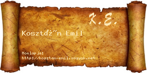 Kosztán Emil névjegykártya